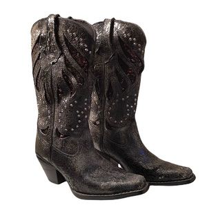 Durango black/grey sequin/studs boots. Size 6